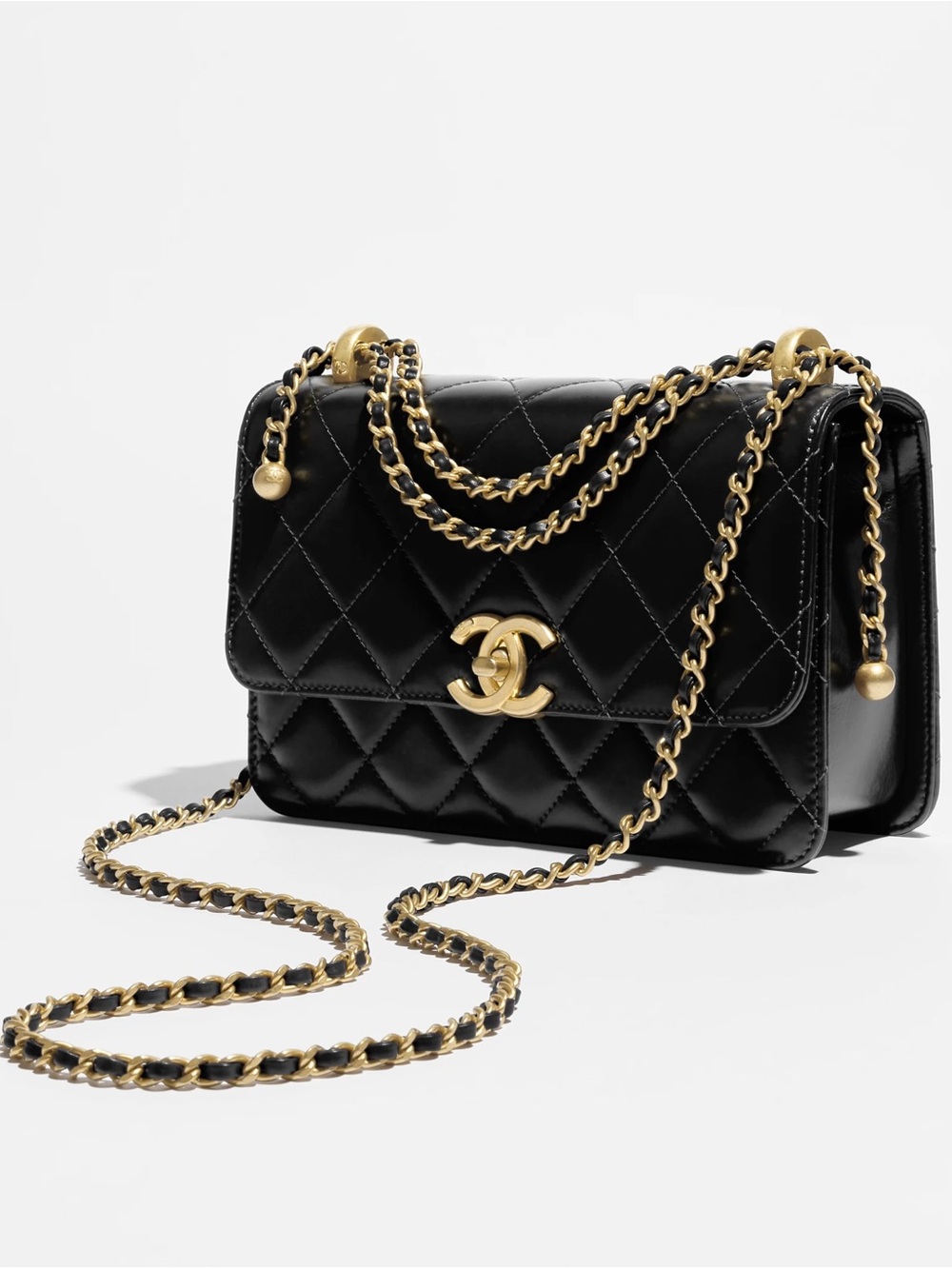 CHANEL Small Flap Bag in Shiny Calfskin & Gold-Tone Metal